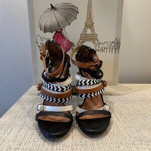 L.A.M.B. "Jessie" Strappy Stiletto with Braided Leather